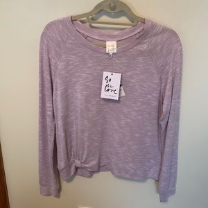 NWT belle du jour soft long sleeve top w bow detail at waist